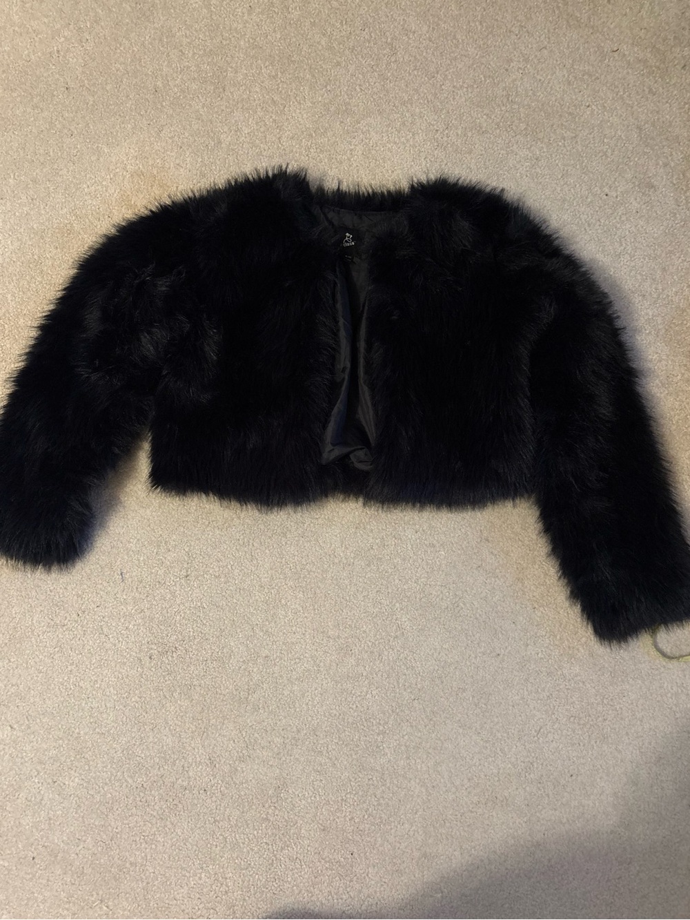 Black Faux Fur Cropped Jacket
